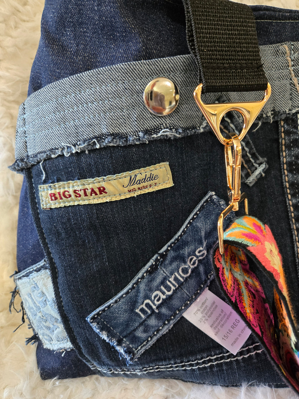 Handmade Jean purse with lots of pockets.