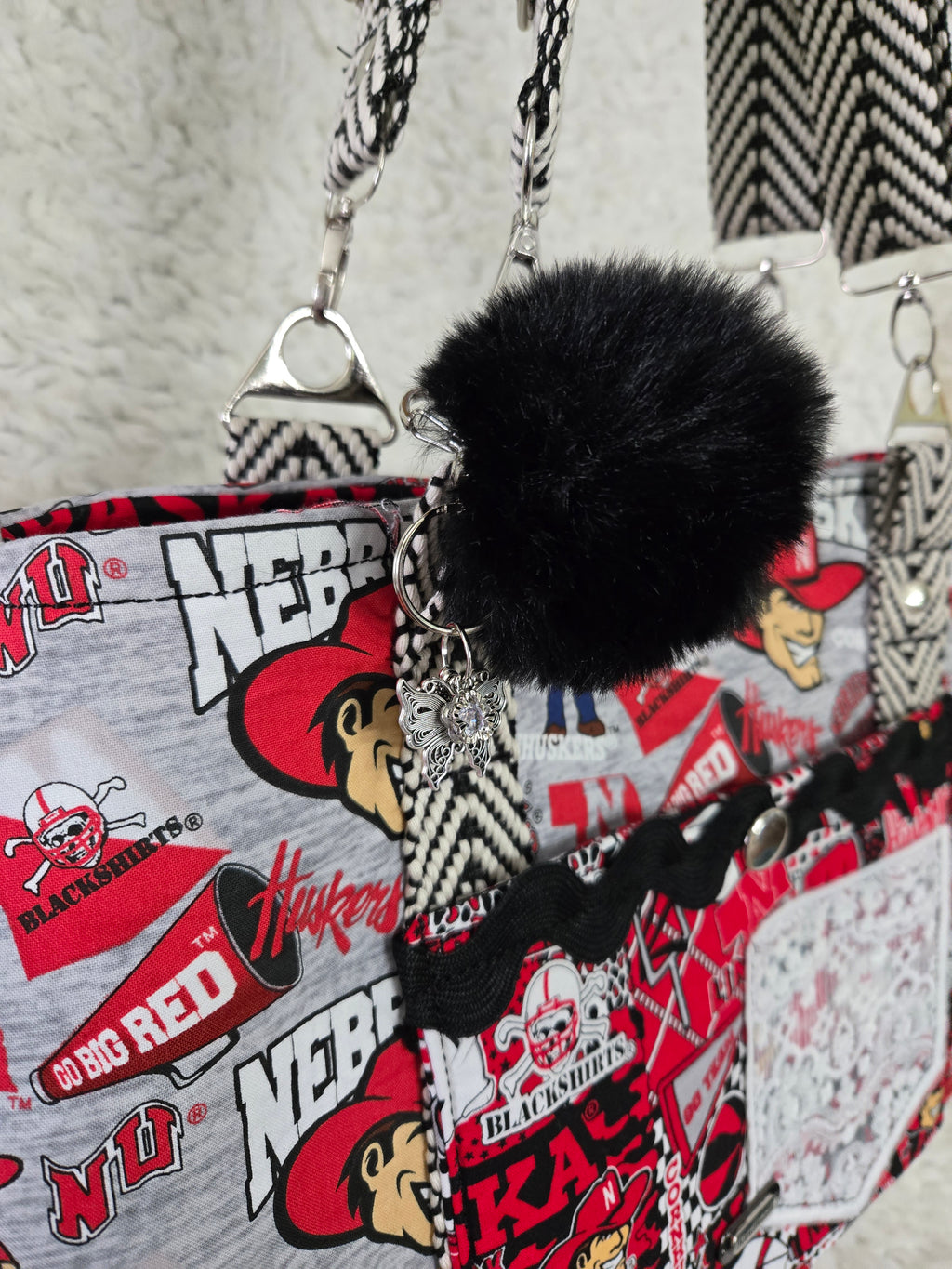 Nebraska husker purse size 16 / 12. Handmade.