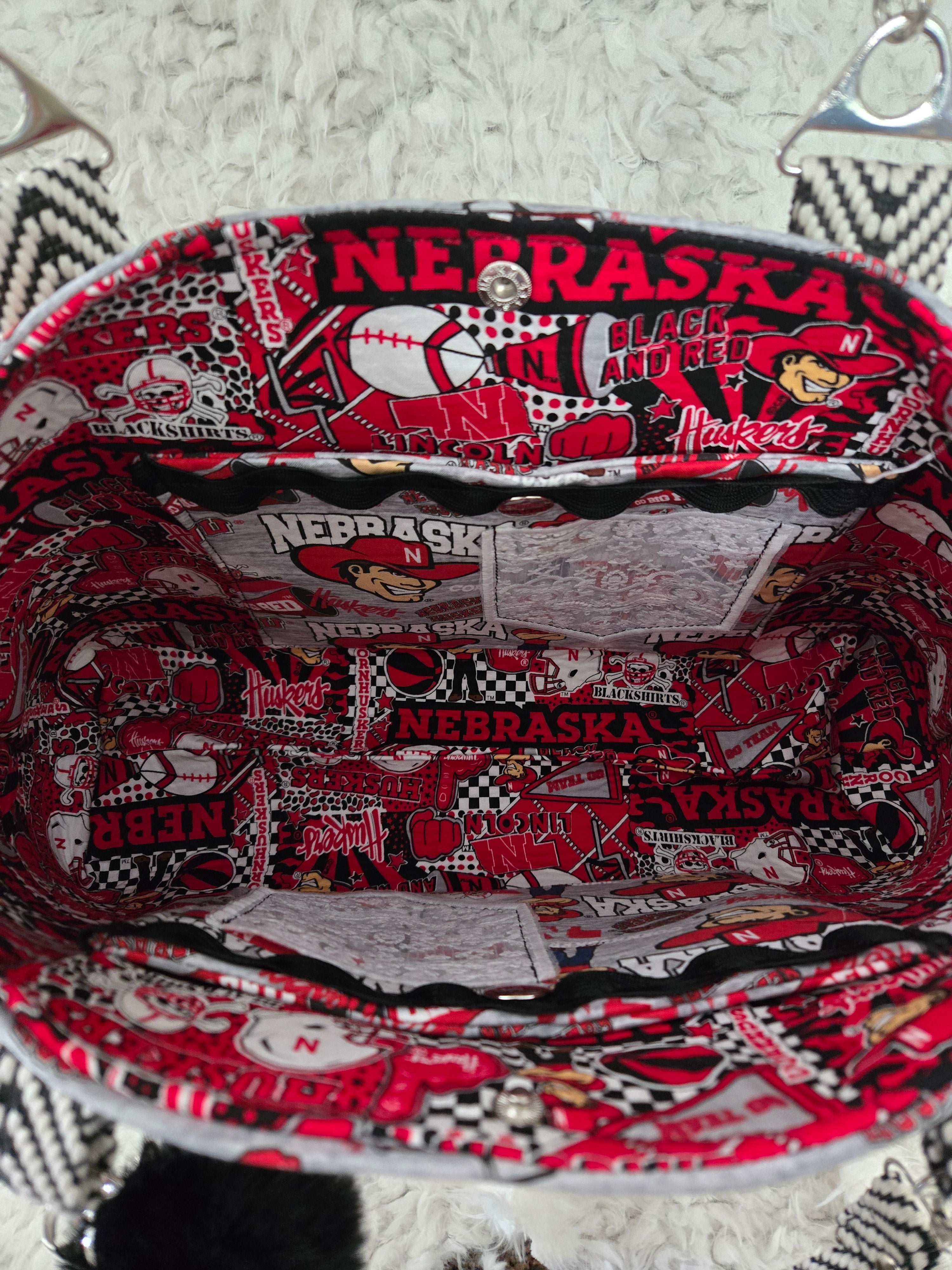 Nebraska husker purse size 16 / 12. Handmade.