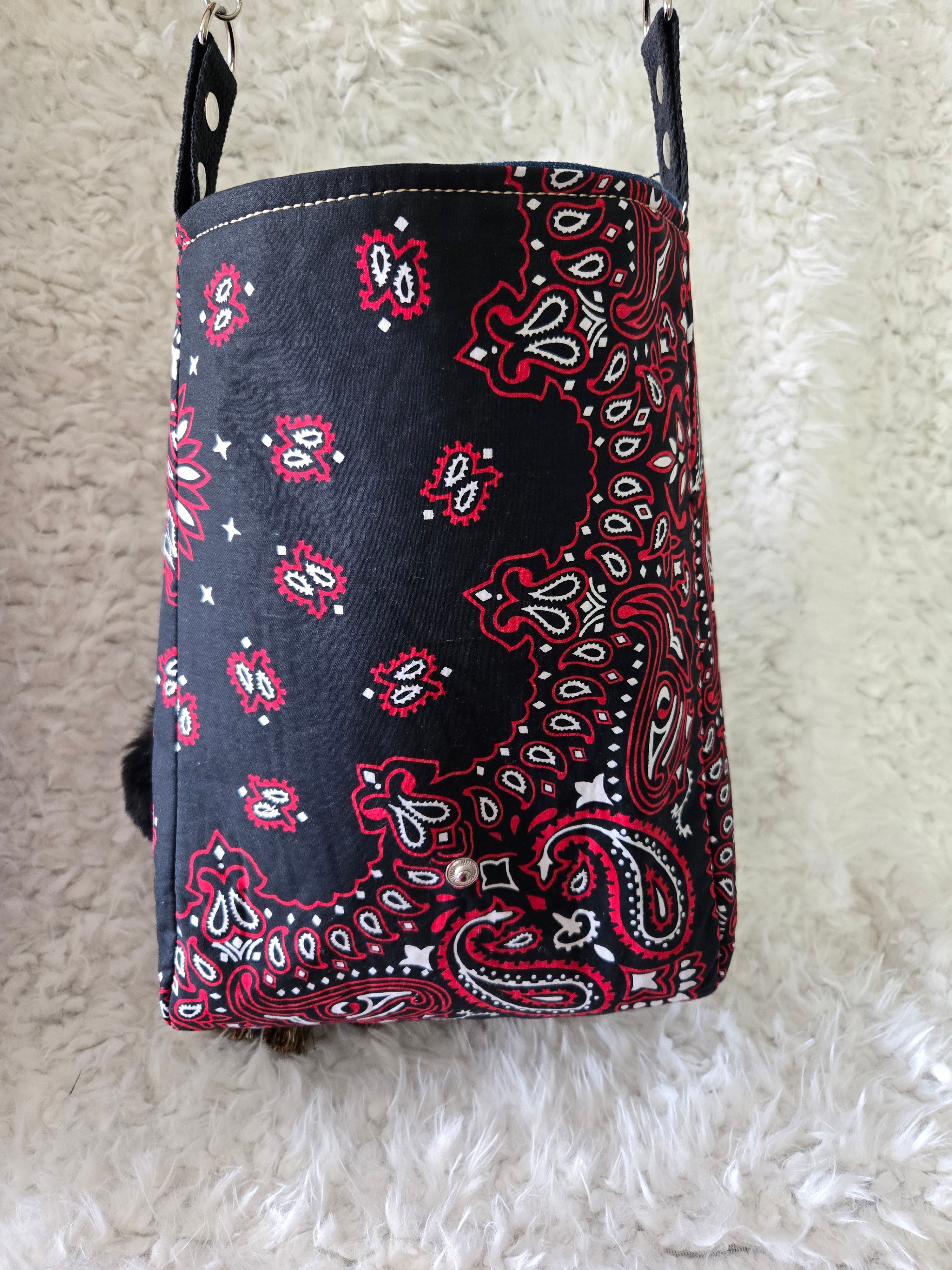 Handkerchief and jean cross body purse bag size 11 / 13.