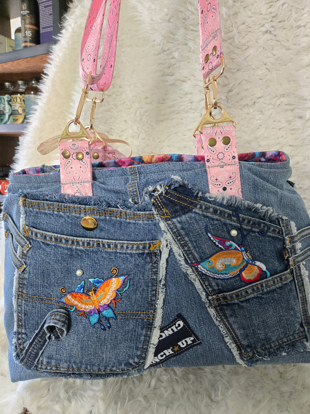 Jean bag with many pockets medium size