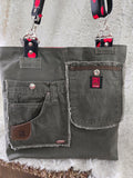 Army green large tote bag purse handmade.