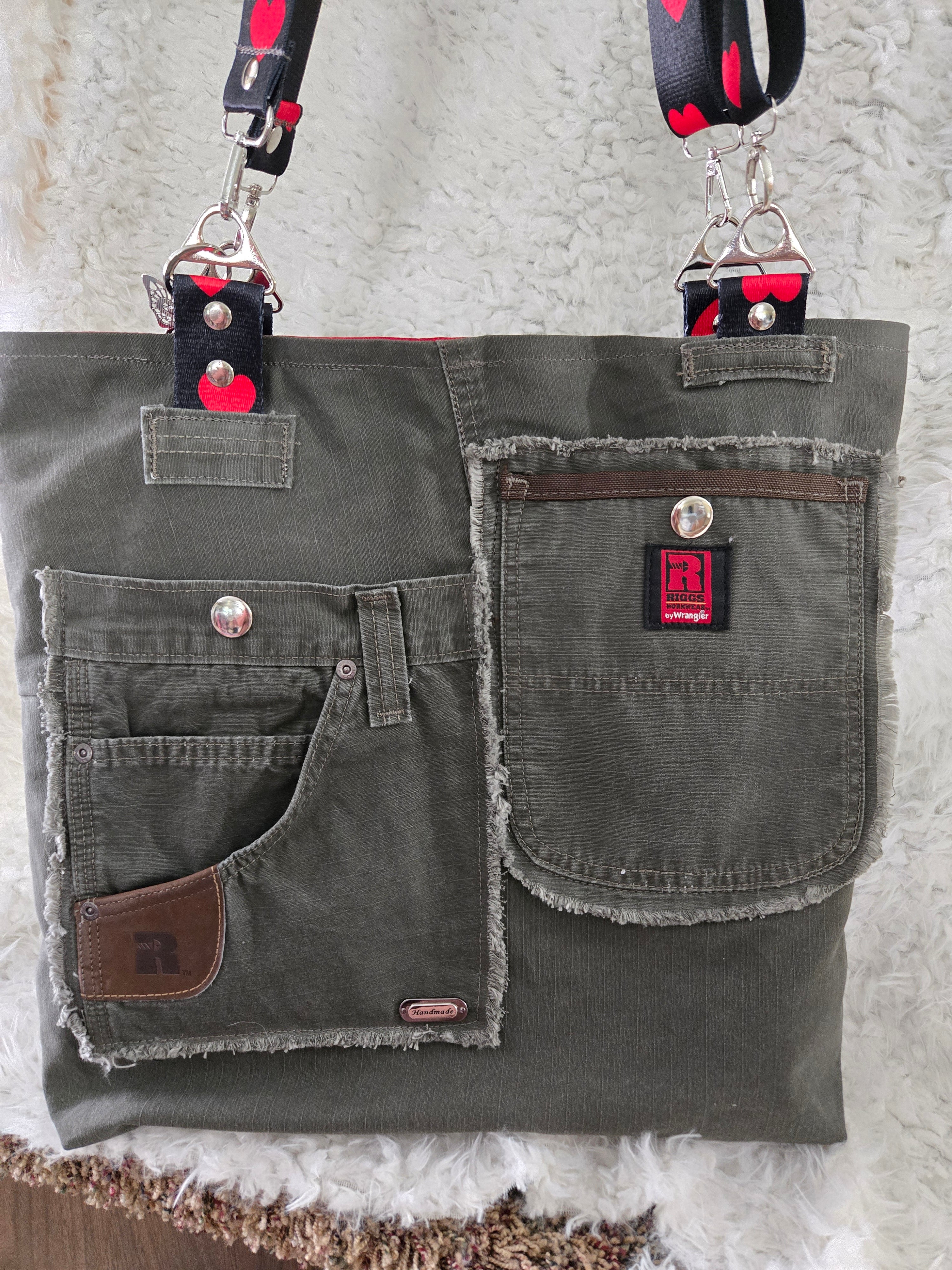 Army green large tote bag purse handmade.