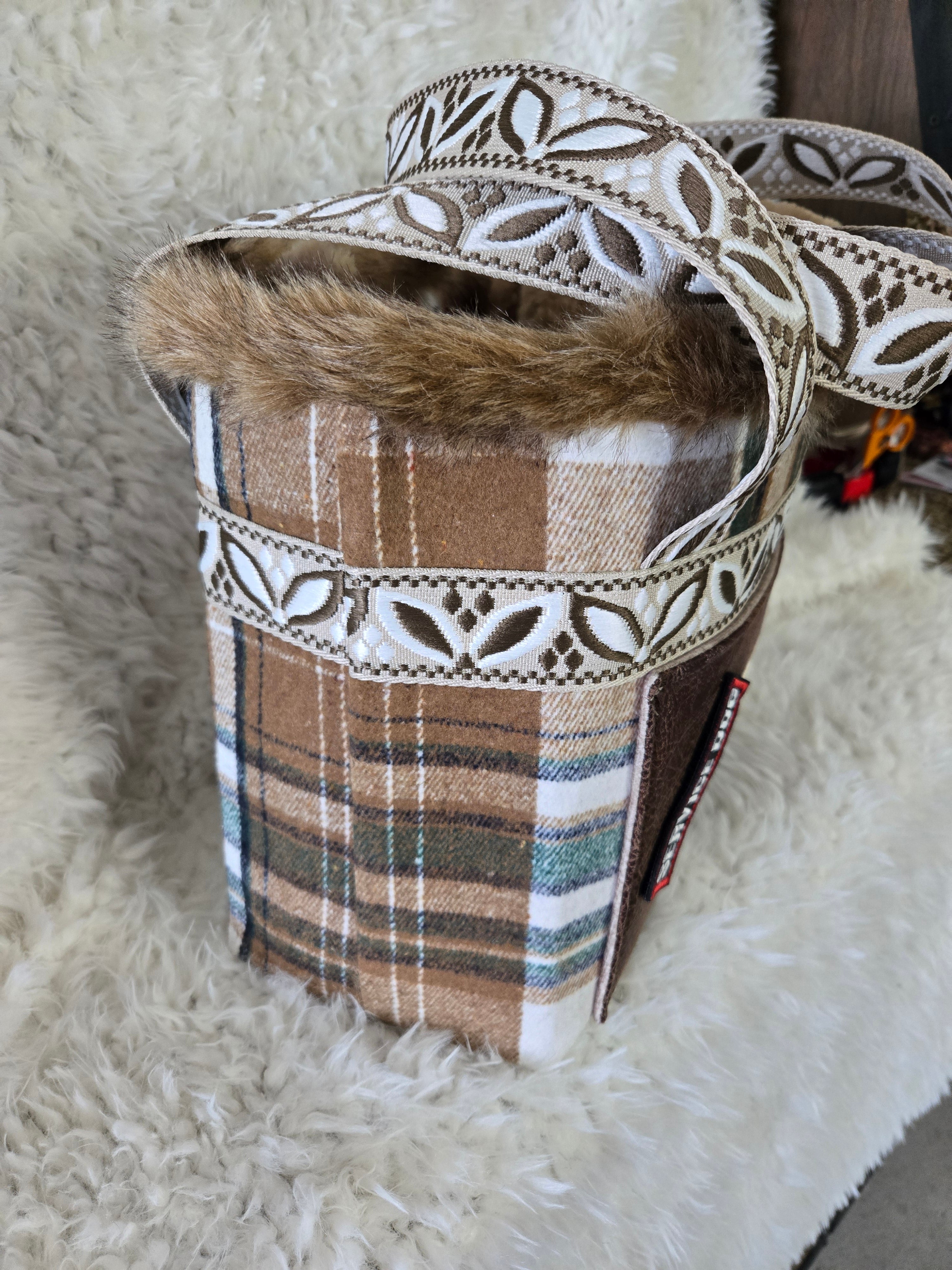 Service dog Flannel and cotton service dog carrier with outfit. And lash, handmade