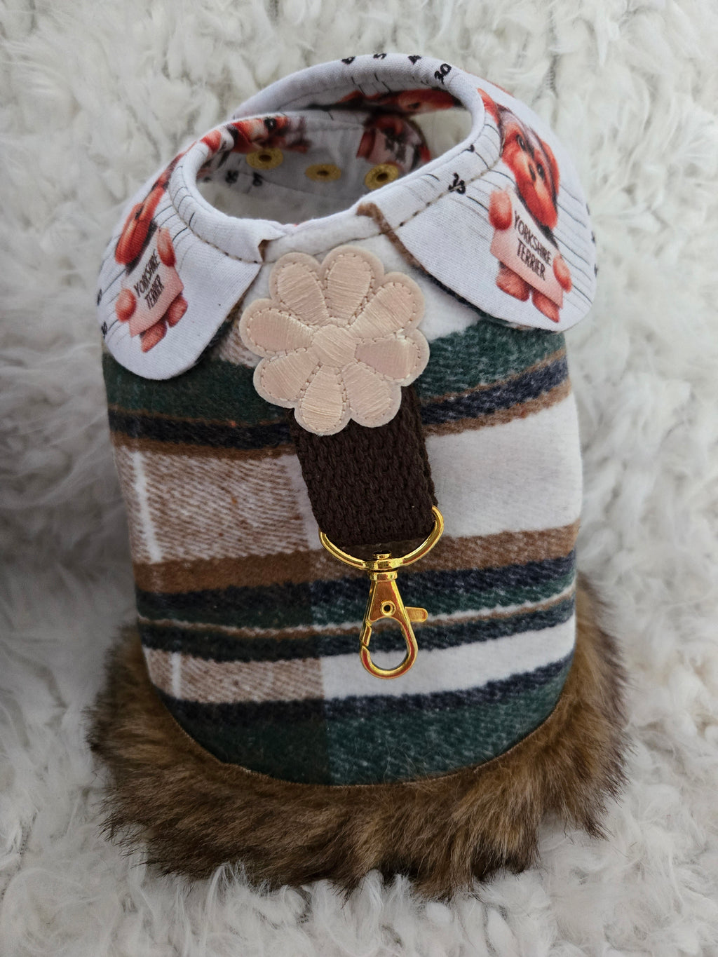 Service dog Flannel and cotton service dog carrier with outfit. And lash, handmade