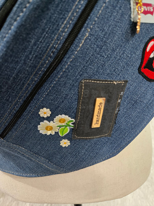Blue Jean homemade Fanny pack crossbody.