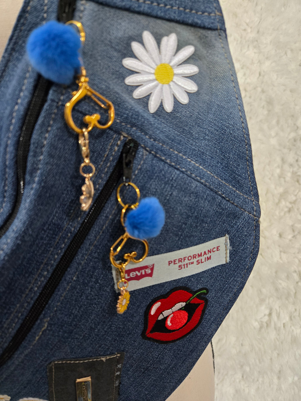 Blue Jean homemade Fanny pack crossbody.