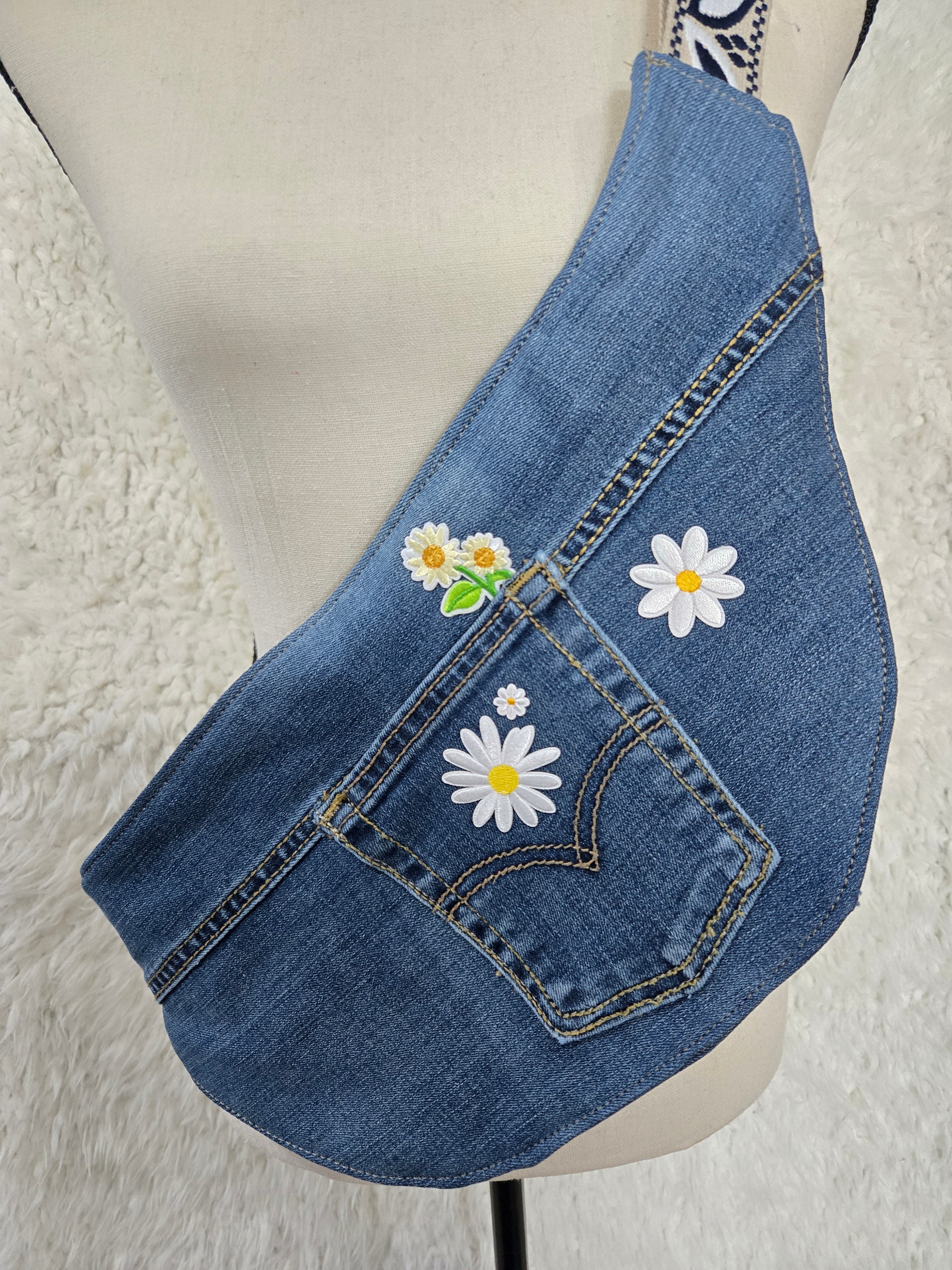 Blue Jean homemade Fanny pack crossbody.